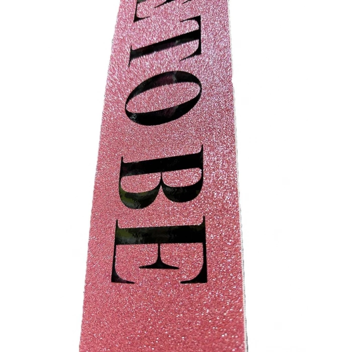 Çocuk Pembe Üzeri Siyah Kalın Bride To Be Yazılı Simli Işıltılı Kuşak Kemer 10x80 cm