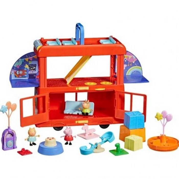 Peppa Pig 2si1 Arada Parti Otobüsü Eğlenceli ve Renkli Oyun Seti