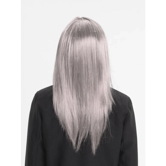 Çocuk Platin Gri Gümüş Renk Uzun Parti Peruğu Uzun Takma Peruk