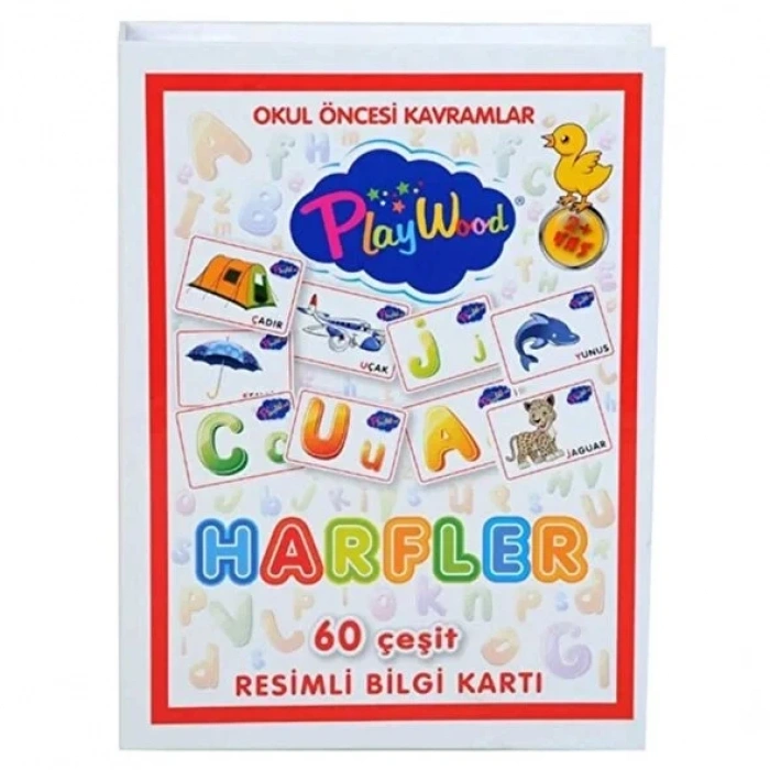 Çocuk PlayWood Eğitici Resimli Bilgi Kartları Harfler 26