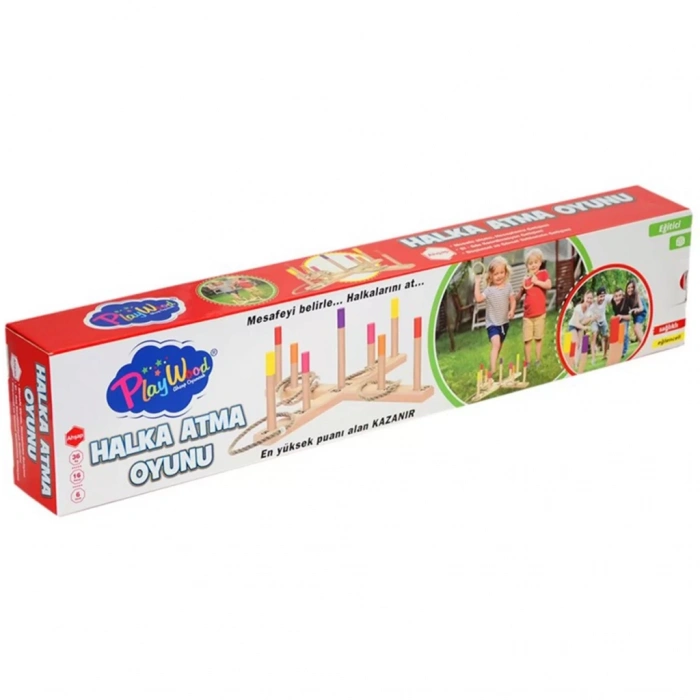 Çocuk Playwood Kutuda Ahşap Halka Atma Oyunu