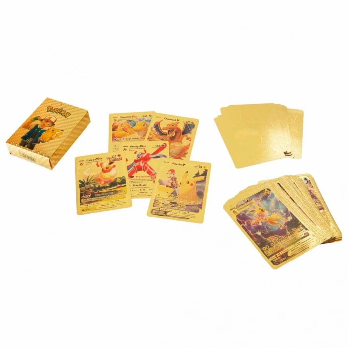 Çocuk Pokemon Starter Kartları Gold 55li Paket