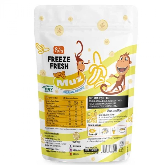 Çocuk Gelişim Pol’s Freeze Fresh Kukuli Muz 20 gr Sağlıklı ve Lezzetli Atıştırmalık