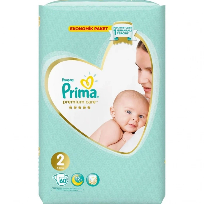 Çocuk Prima Premium Care Bebek Bezi Ekonomik Paket 2 Beden 60 Adet
