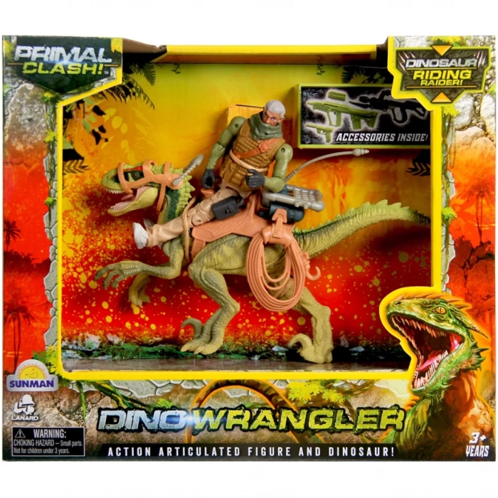Çocuk Primal Clash Dino Wrangler Dinozor Binici Macera Seti