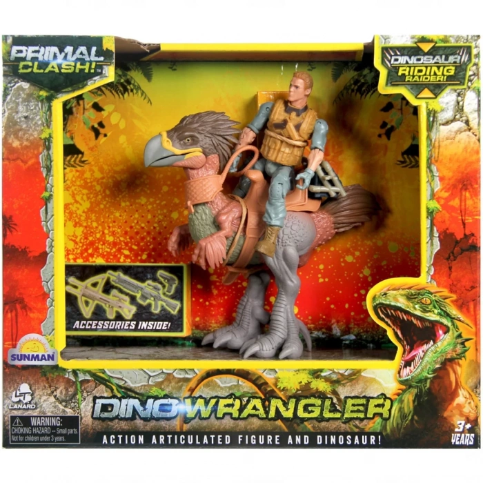 Çocuk Primal Clash Dino Wrangler Dinozor Binici Macera Seti