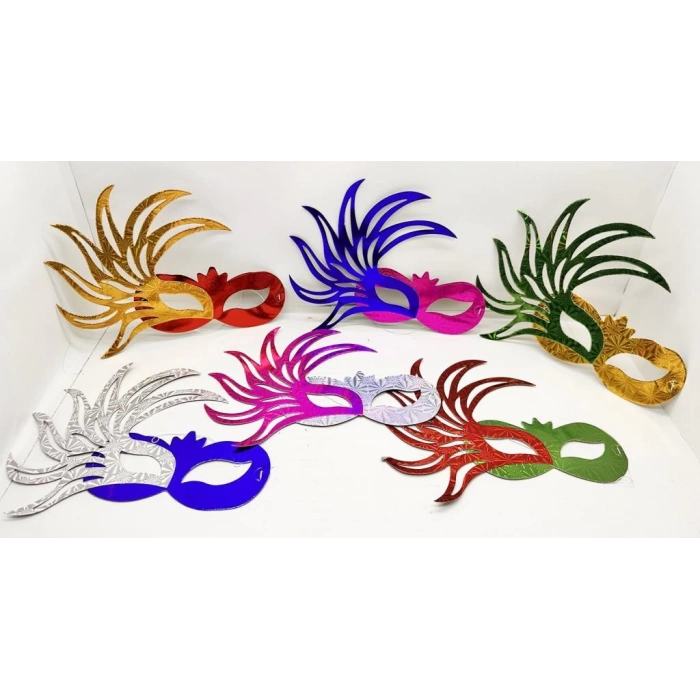 Rengarenk Kağıt Malzemeden İmal Parti Balo Maskesi 6 Adet Çocuklar İçin Eğitici