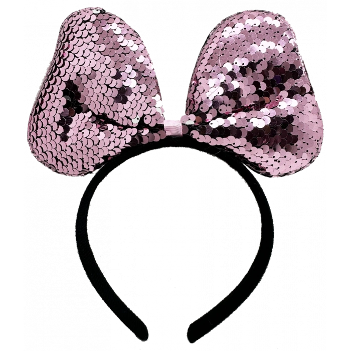 Çocuk Renk Değiştiren Pullu Payetli Fiyonk Parti Tacı Pembe Gümüş Renk 20x16 cm