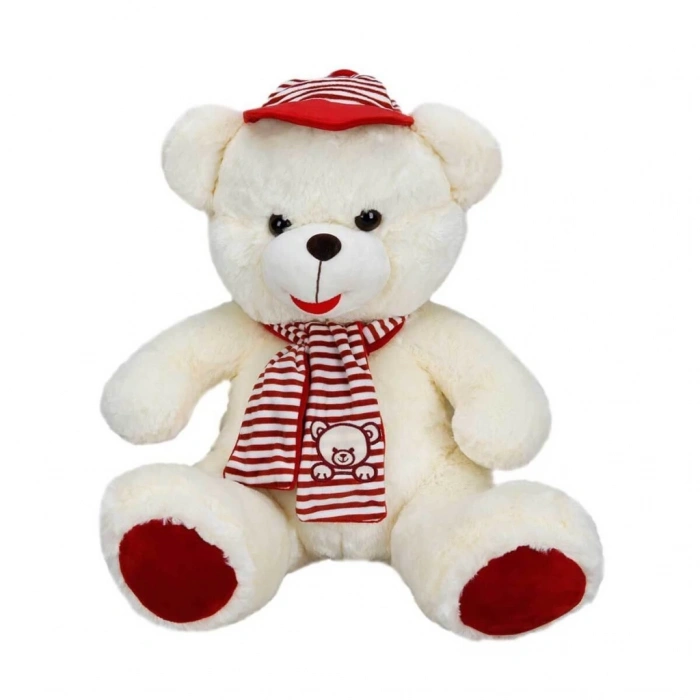 Eğitici Çocuk Şapkalı Atkılı Peluş Ayı 50 cm