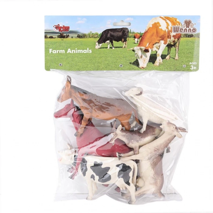 Eğitici Oyuncak  SH-9001-Vardem Poşetli 6Pcs 8 İnch  Çiftlik Hayvan ve Dinozor Set