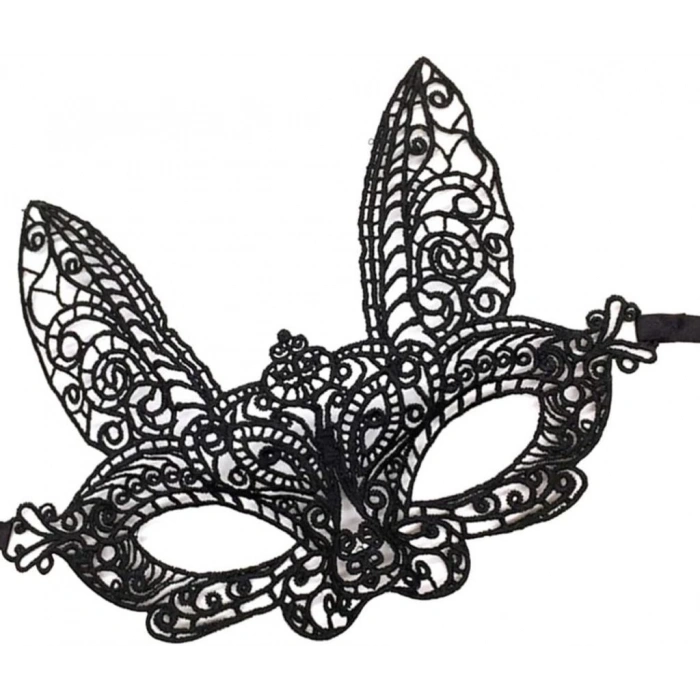 Çocuk Siyah Renk Dantel Kesim Dantel İşlemeli Balo Parti Maskesi 7 No
