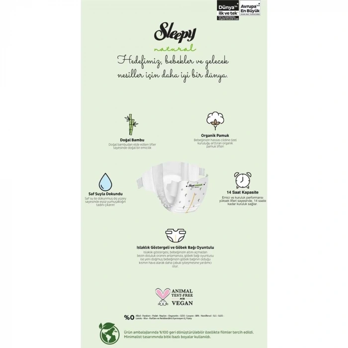 Çocuk Sleepy Natural Bebek Bezi Gross Paket 5 Beden 11-18 Kg 100 Adet