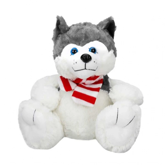 Çocuk Sunman Oturan Husky Atkılı Peluş Köpek 30 cm