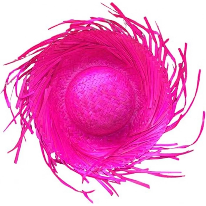 Tropikal Pembe Hasır Hawaii Şapkası Çocuklar İçin Canlı ve Eğlenceli Parti Aksesuarı