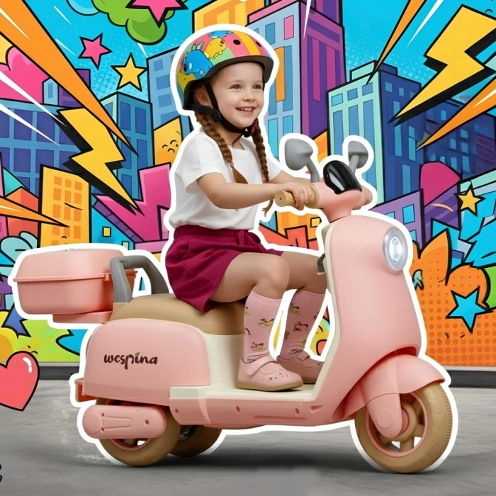 Eğitici Oyuncak Wespina Kumandalı Akülü Motor 6V Pembe WPAK5