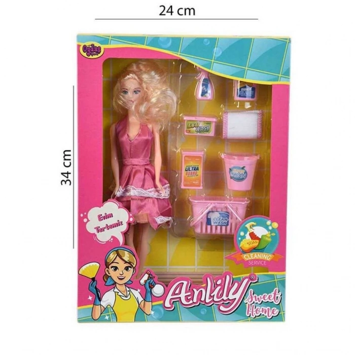 Çocuk Oydaş Kutuda Anlily Temizlik Setli Bebek 2442