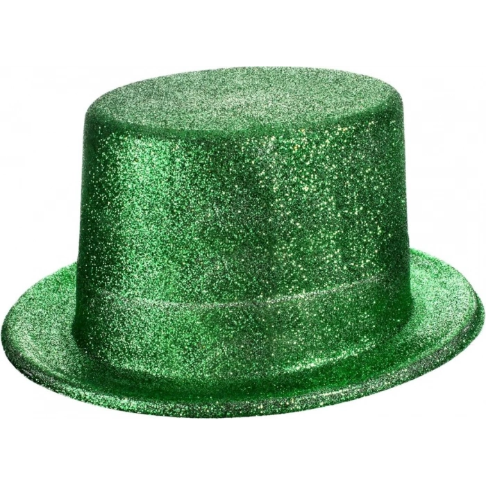 Yeşil Parıltılı Simli Fötr Silindir Parti Şapkası Eğlenceli ve Şık Tasarım