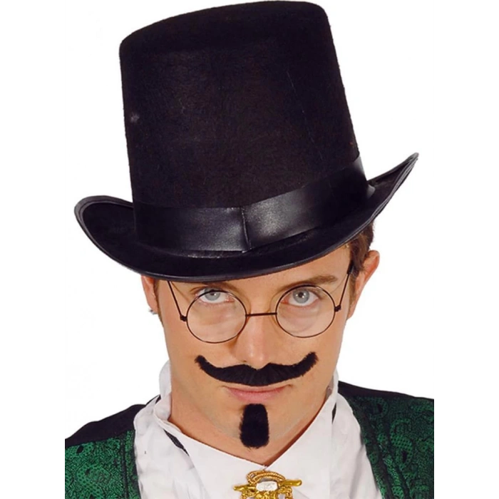 Yetişkin Siyah Ringmaster Sihirbaz Şapkası Silindir Model