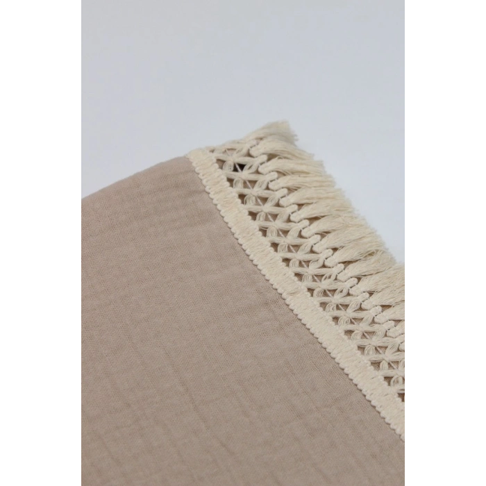 Organik Müslin 80x90 Fistolu Battaniye 70112 Bej