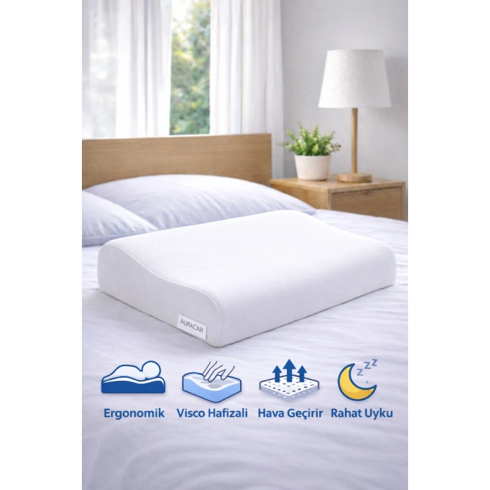 Ortopedik Visco Boyun Yastığı Boyun Düzleşmesine Destekli Lüks Yastık