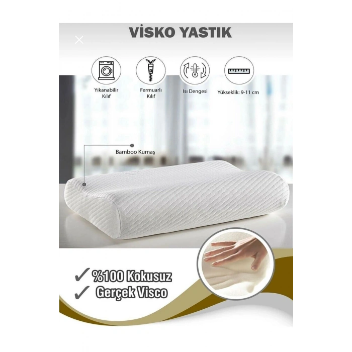 Ortopedik Visco Boyun Yastığı Boyun Düzleşmesine Destekli Lüks Yastık