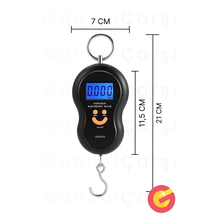 Pratik Pilli Dijital Bagaj Bavul Valiz Ağırlık Ölçme Tartısı, 50 KG Tartma Kapasitesi, Piller Hediye