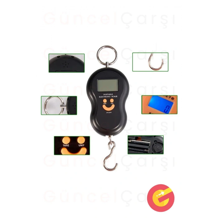 Pratik Pilli Dijital Bagaj Bavul Valiz Ağırlık Ölçme Tartısı, 50 KG Tartma Kapasitesi, Piller Hediye