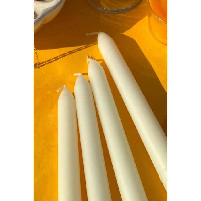 2li Premium Seri Dekoratif Beyaz Konik Şamdan Mum Bakkal Mum