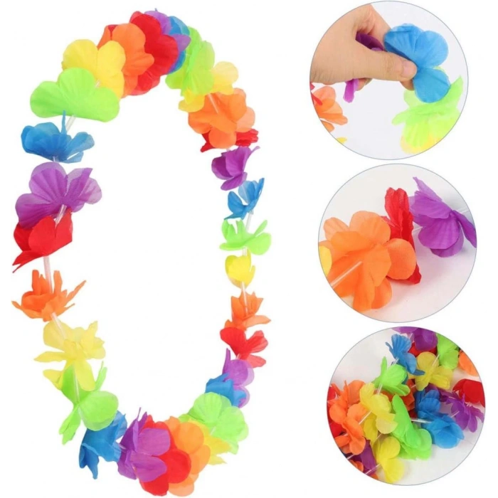 Renkli Hawaii Boyun Çelengi Eğlenceli Parti Kolyesi