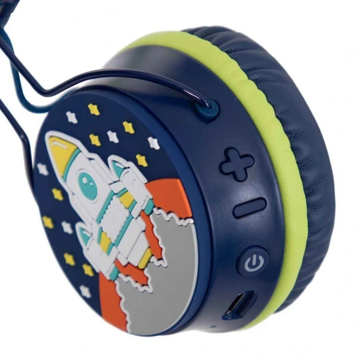 Roket Desenli Bluetooth Kulak Üstü Kablosuz Kulaklık