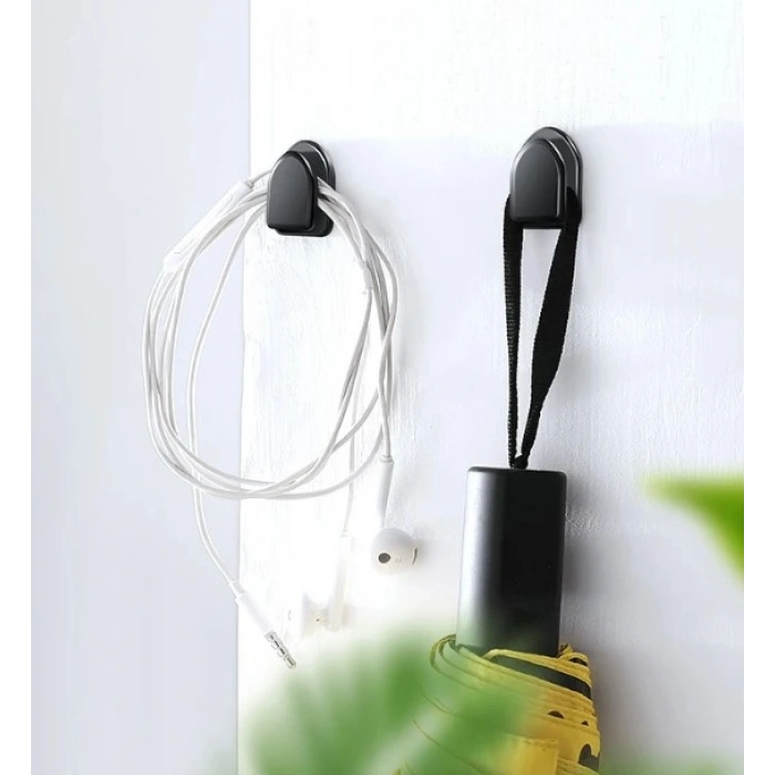 Siyah Çok Amaçlı Yapışkanlı Kanca 10 lu