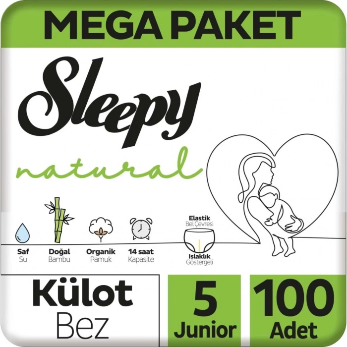 Çocuk Sleepy Natural Külot Bez Mega Paket 5 Beden 11-18 Kg 100 Adet