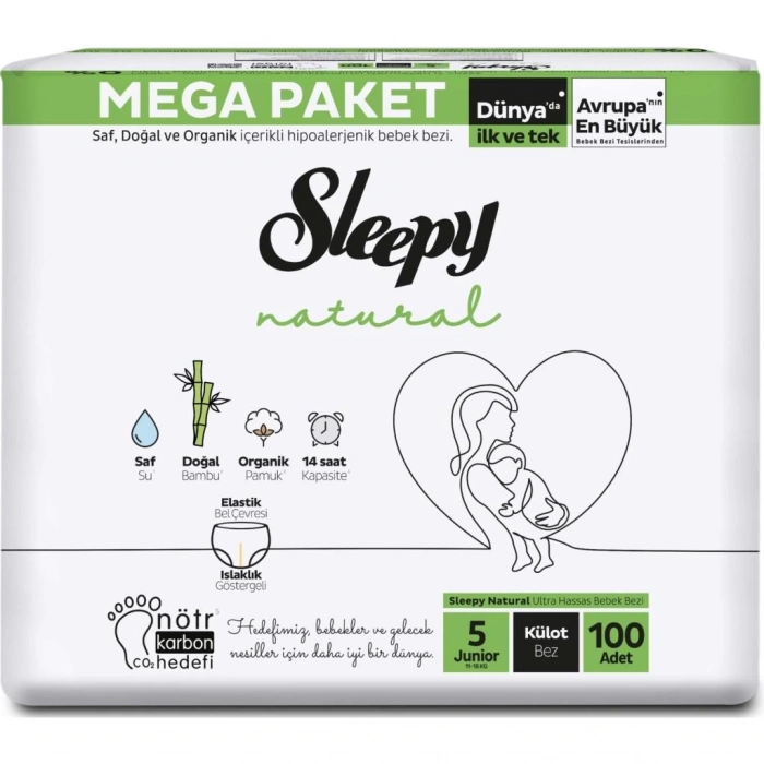 Çocuk Sleepy Natural Külot Bez Mega Paket 5 Beden 11-18 Kg 100 Adet