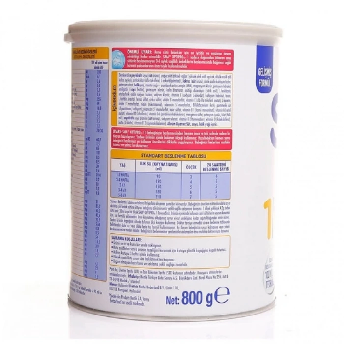 Çocuk SMA Optipro Probiyotik 1 Bebek Devam Sütü 0-6 Ay 800 Gr