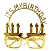 Çocuk İt&#39;sMyBirthdayYazılıTaçveMumŞekilliGözlükSetiAltınRenk