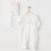 Çocuk AC24504 Petit Love Bebek Tulum Takım Ekru