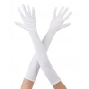 Çocuk Beyaz Renk Dirseğe Kadar Uzun Kumaş Eldiven 40 cm