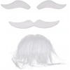 Eğitici Çocuk Beyaz Renk Kendinden Yapışkanlı Takma Sakal Bıyık ve Kaş Seti