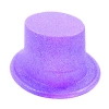Çocuk Floresan Mor Renk Simli Uzun Fötr Melon Şapka 12 cm