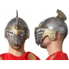 Çocuk   Gümüş Üzeri Altın Renk Oynar Başlıklı Romalı Bizans Kaskı Miğferi 25x20 cm
