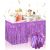 Eğitici Çocuk Kendinden Yapışkanlı Mor Metalize Püsküllü Masa Eteği – 75 x 275 cm Parti Süslemesi