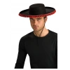 Kırmızı Ponponlu Siyah Yetişkin İspanyol Şapkası Şık ve Eğlenceli Tasarım
