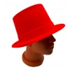 Çocuk Kırmızı Renk Plastik Nubuk Kadife Kaplama Fötr Şapka 11 cm