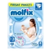 Çocuk Molfix Bebek Bezi Fırsat Paketi 3 Beden 4-9 Kg 68 Adet