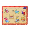 Ahşap Tutmalı Okul Malzemeleri Eğitici Puzzle Oyunu
