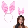 Çocuk Pembe Renk Saten Kaplama Şekil Verilebilir Tavşan Kulak Taç 35x11 cm