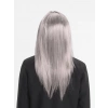 Çocuk Platin Gri Gümüş Renk Uzun Parti Peruğu Uzun Takma Peruk