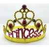 Çocuk   Prenses Yazılı Altın Renk Ayarlanabilir Parti Tacı 60 cm