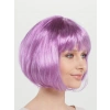 Çocuk Rose Pembe Renk Düz Kesim Küt Parti Peruğu Kısa Takma Saç