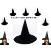 Çocuk Siyah Cadı Şapkası Keçe Yetişkin Boy 6 Adet